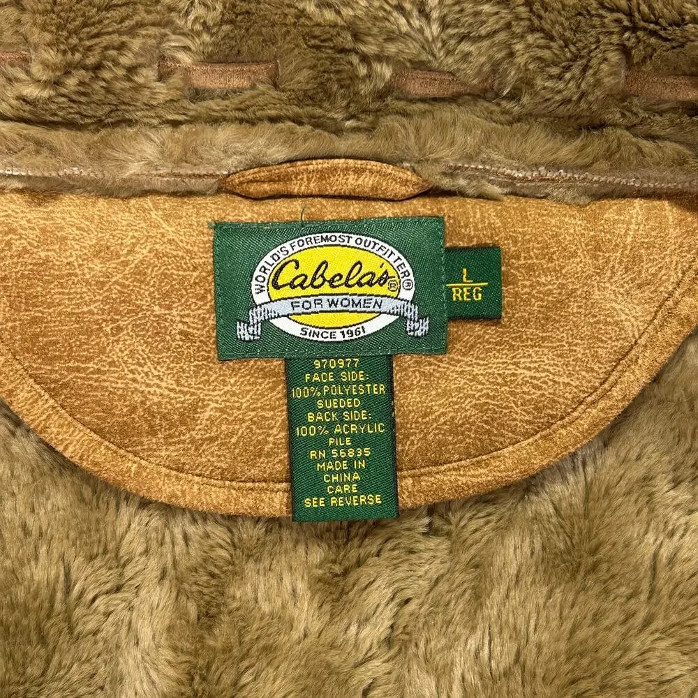 VTG Cabelas faux fur/suede outdoors boho western brown vest womens Large